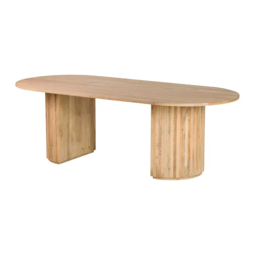 Ethan Chloé Table à manger ovale bois de manguier Myra 240 cm piétements cannelés Ethan Chloé