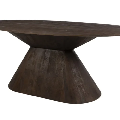 Tables à manger Ethan Chloé Table à manger ovale bois de mindi brun pied central évasé Ethan Chloé 200 cm