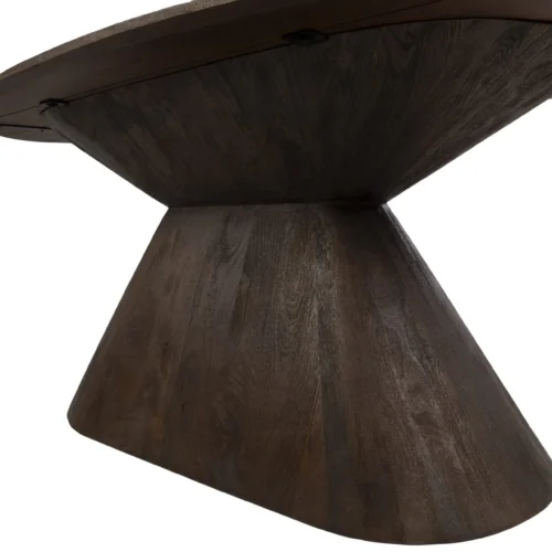 Table à manger ovale bois de mindi brun pied central évasé Ethan Chloé 200 cm — vue 5