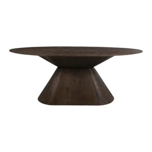 Table à manger ovale bois de mindi brun pied central évasé Ethan Chloé 200 cm — vue 2