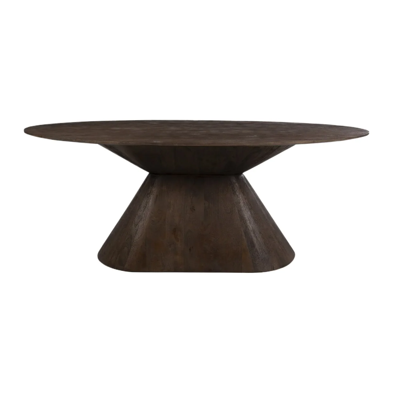 Table à manger ovale bois de mindi brun pied central évasé Ethan Chloé 200 cm — vue 2