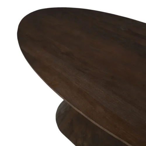 Table à manger ovale bois de mindi brun pied central évasé Ethan Chloé 200 cm — vue 3