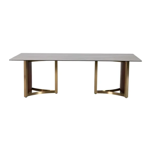 Table à manger pierre grise Celaya piétement doré Ethan Chloé 240 cm — vue 2