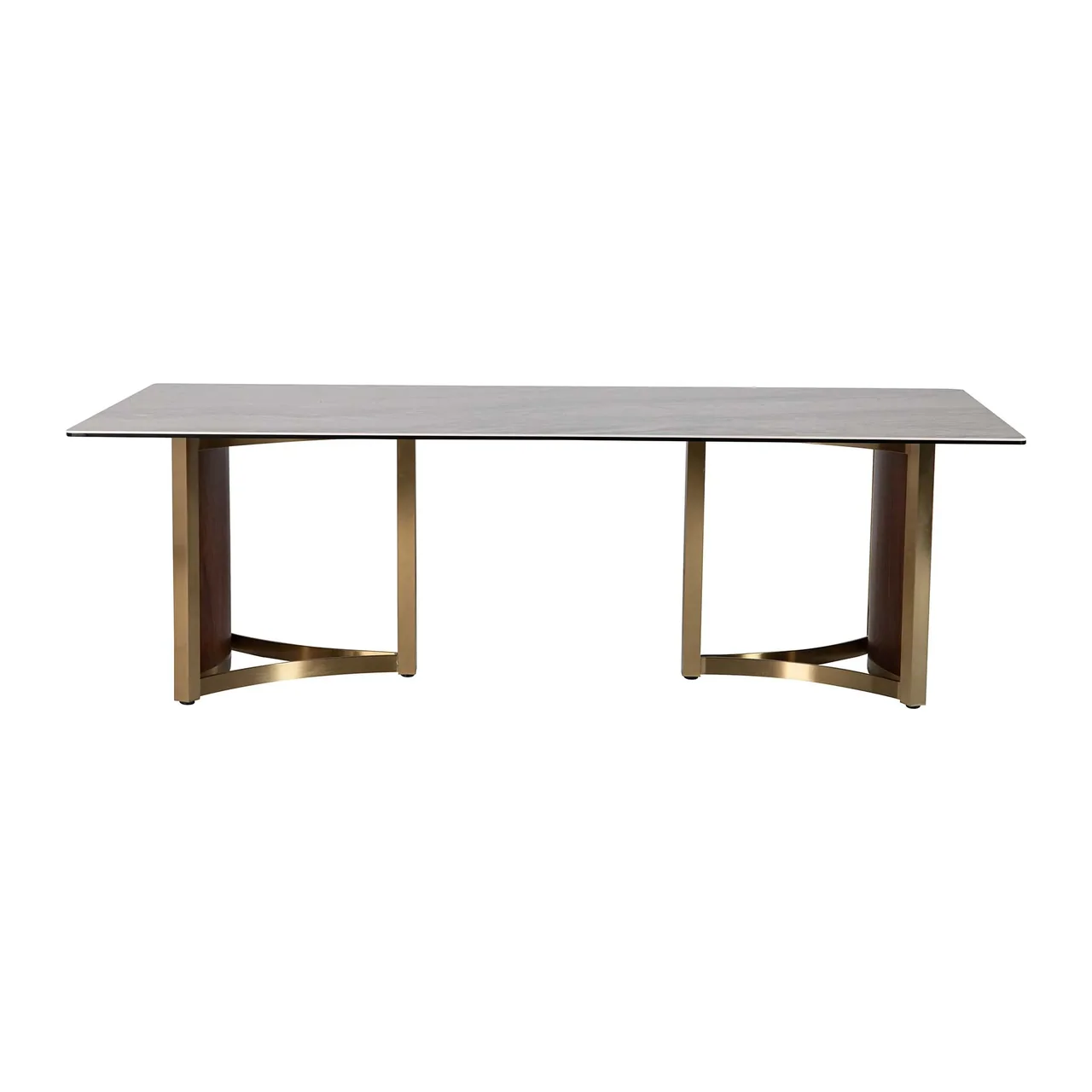 Table à manger pierre grise Celaya piétement doré Ethan Chloé 240 cm — vue 2
