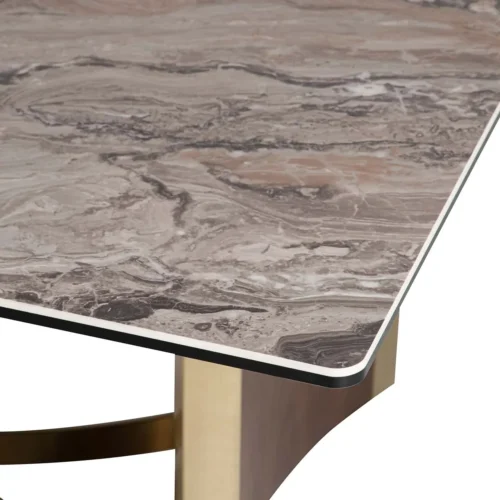 Table à manger pierre grise Celaya piétement doré Ethan Chloé 240 cm — vue 5