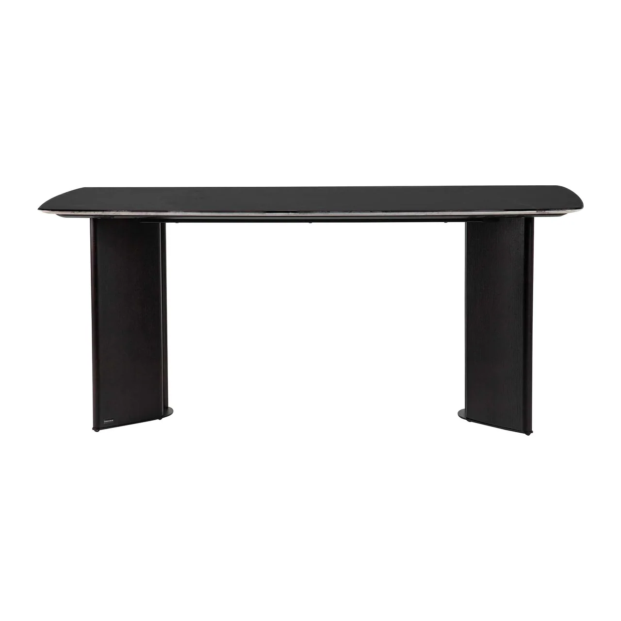 Table à manger pierre noire veinée Burnaby piétement chêne Ethan Chloé 180 cm — vue 2