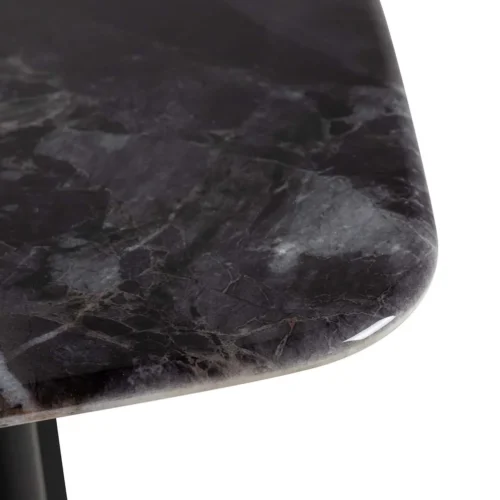 Table à manger pierre noire veinée Burnaby piétement chêne Ethan Chloé 180 cm — vue 4
