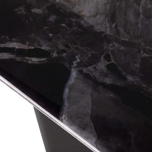 Table à manger pierre noire veinée Burnaby piétement chêne Ethan Chloé 180 cm — vue 5