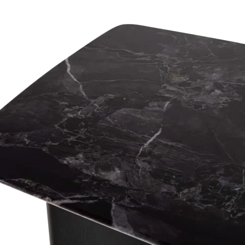 Table à manger pierre noire veinée Burnaby piétement chêne Ethan Chloé 180 cm — vue 6