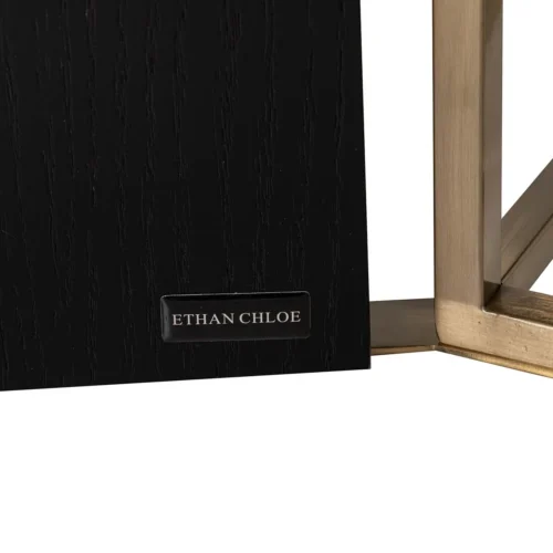 Table à manger plateau noir mat Calcis piétement doré Ethan Chloé 180 cm — vue 12