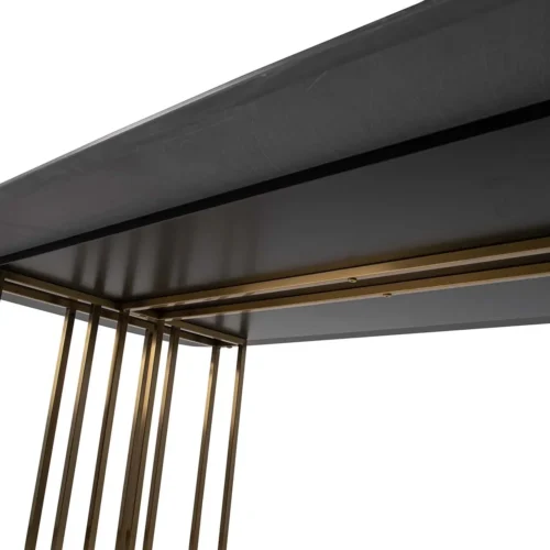 Table à manger plateau noir mat Calcis piétement doré Ethan Chloé 180 cm — vue 16