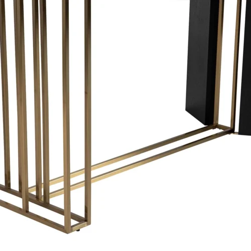 Table à manger plateau noir mat Calcis piétement doré Ethan Chloé 180 cm — vue 9