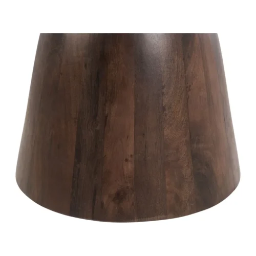Table à manger plateau travertin ronde pied tourné bois de mindi Ethan Chloé 129 cm — vue 7