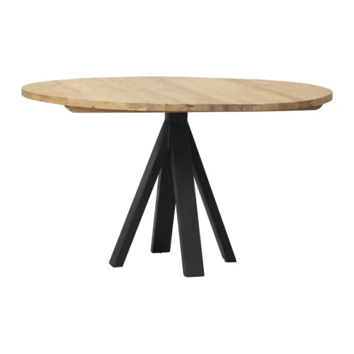 Tables à manger Ethan Chloé Table à manger ronde bois clair pied central étoilé noir Ethan Chloé 130 cm
