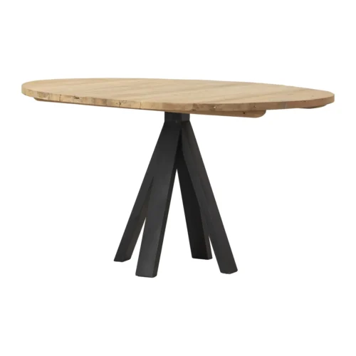 Table à manger ronde bois clair pied central étoilé noir Ethan Chloé 130 cm — vue 2