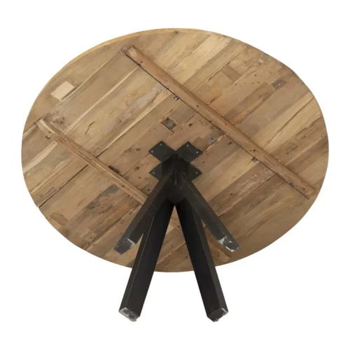 Table à manger ronde bois clair pied central étoilé noir Ethan Chloé 130 cm — vue 8
