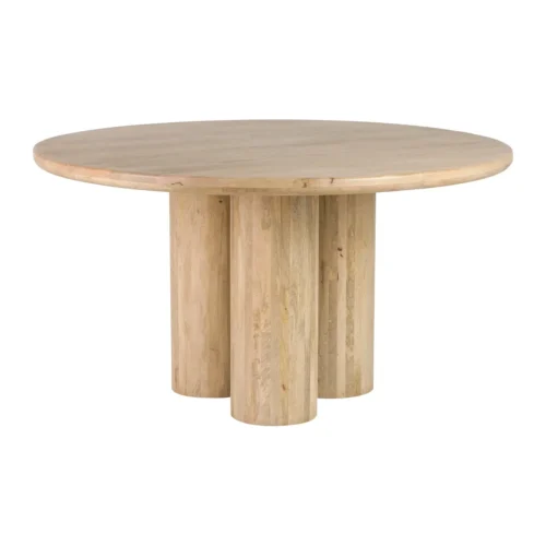 Table à manger ronde bois de manguier Felo colonnes cannelées Ethan Chloé 140 cm — vue 4