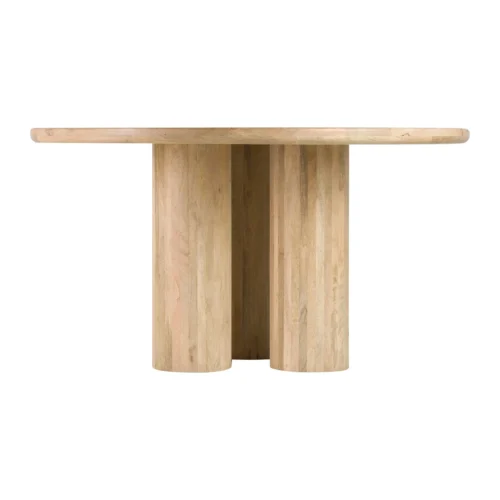 Table à manger ronde bois de manguier Felo colonnes cannelées Ethan Chloé 140 cm — vue 5