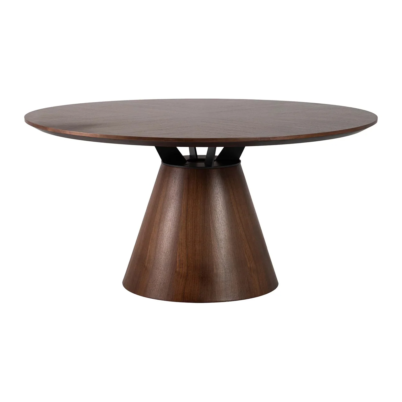 Table à manger ronde plaqué noyer Surrey pied central Ethan Chloé 150 cm