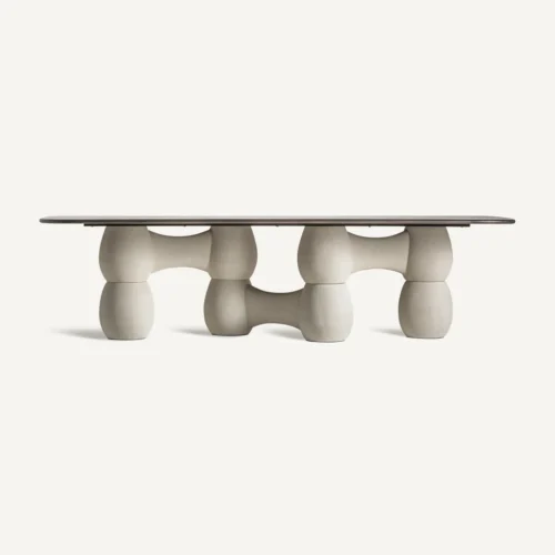 Table salle a manger Table à manger Sivadal bois foncé et béton Vical Home