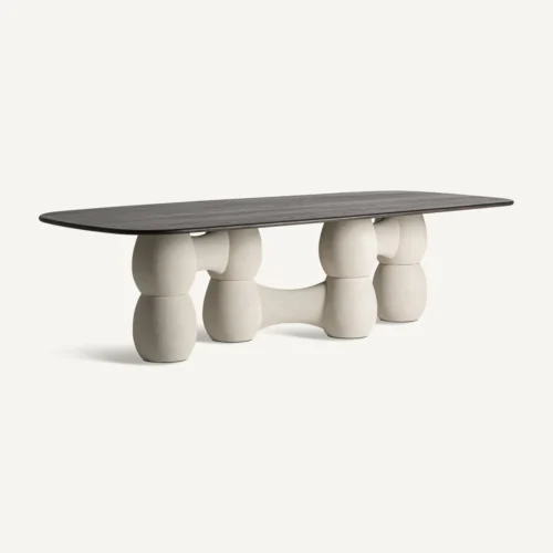 Table à manger Sivadal bois foncé et béton Vical Home — vue 2