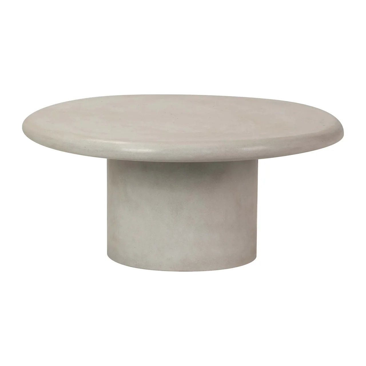 Table basse aspect pierre grise plateau épais base cylindrique Ethan Chloé 85 cm
