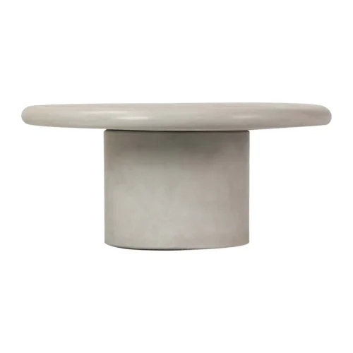 Table basse aspect pierre grise plateau épais base cylindrique Ethan Chloé 85 cm — vue 2