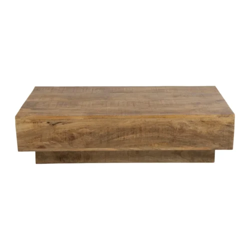 Table basse bois de mindi clair socle en retrait Ethan Chloé 120 cm — vue 2