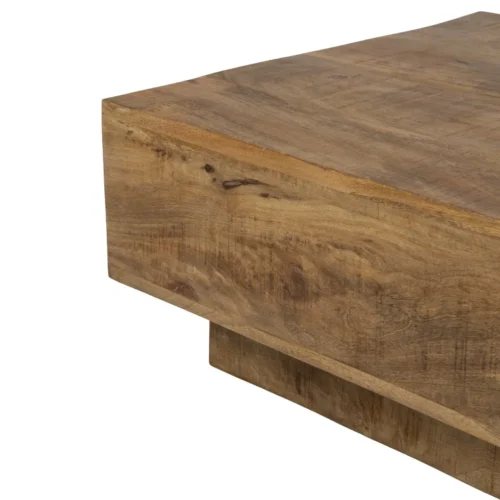 Table basse bois de mindi clair socle en retrait Ethan Chloé 120 cm — vue 6