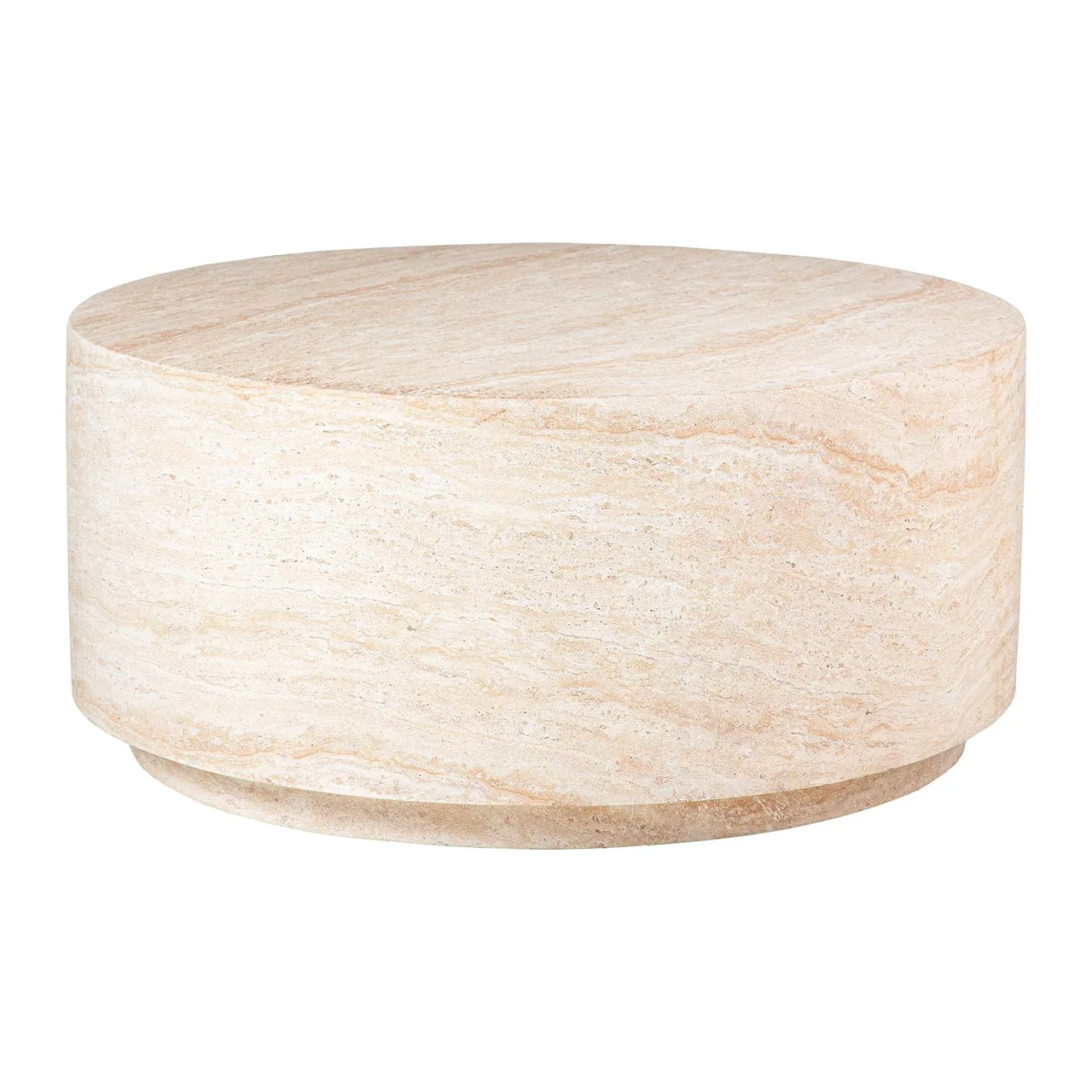 Table basse cylindrique aspect pierre crème Sedit veinée Ethan Chloé 90 cm