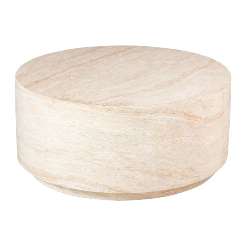 Table basse cylindrique aspect pierre crème Sedit veinée Ethan Chloé 90 cm — vue 5