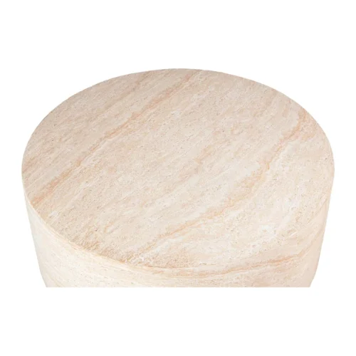 Table basse cylindrique aspect pierre crème Sedit veinée Ethan Chloé 90 cm — vue 6