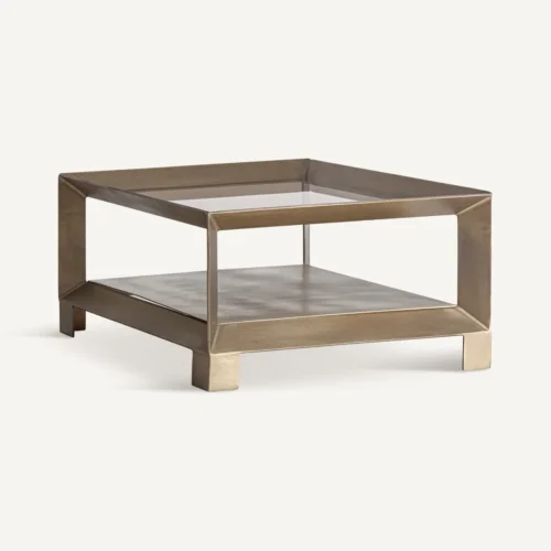 Table basse fer doré vieilli et verre 74 cm Vical Home — vue 2