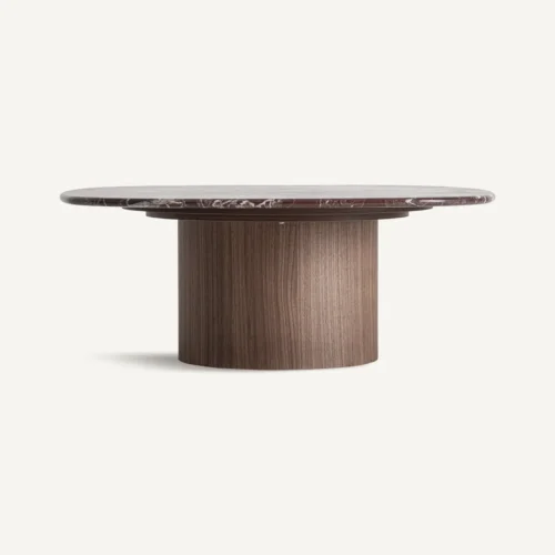Table basse Gampel marbre rouge et noyer Vical Home