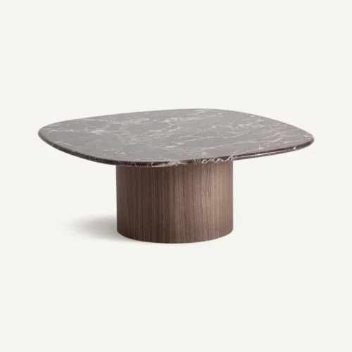 Table basse Gampel marbre rouge et noyer Vical Home — vue 2