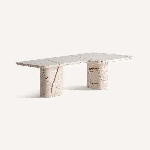 Table basse marbre beige veiné 135 cm Vical Home — vue 2