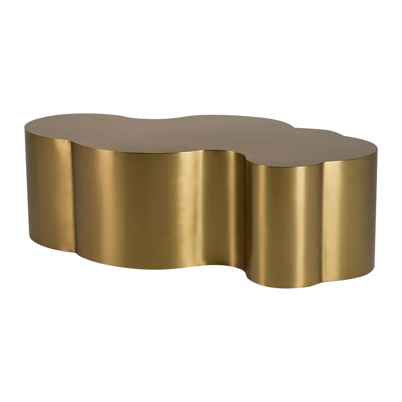 Table basse métal doré Kelowna découpée en nuage Ethan Chloé 130 cm