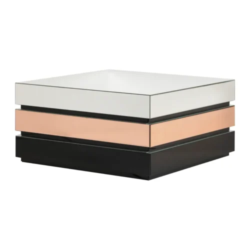 Ethan Chloé Table basse miroir cuivre rose Aurham plateau carré Ethan Chloé 90,7 cm