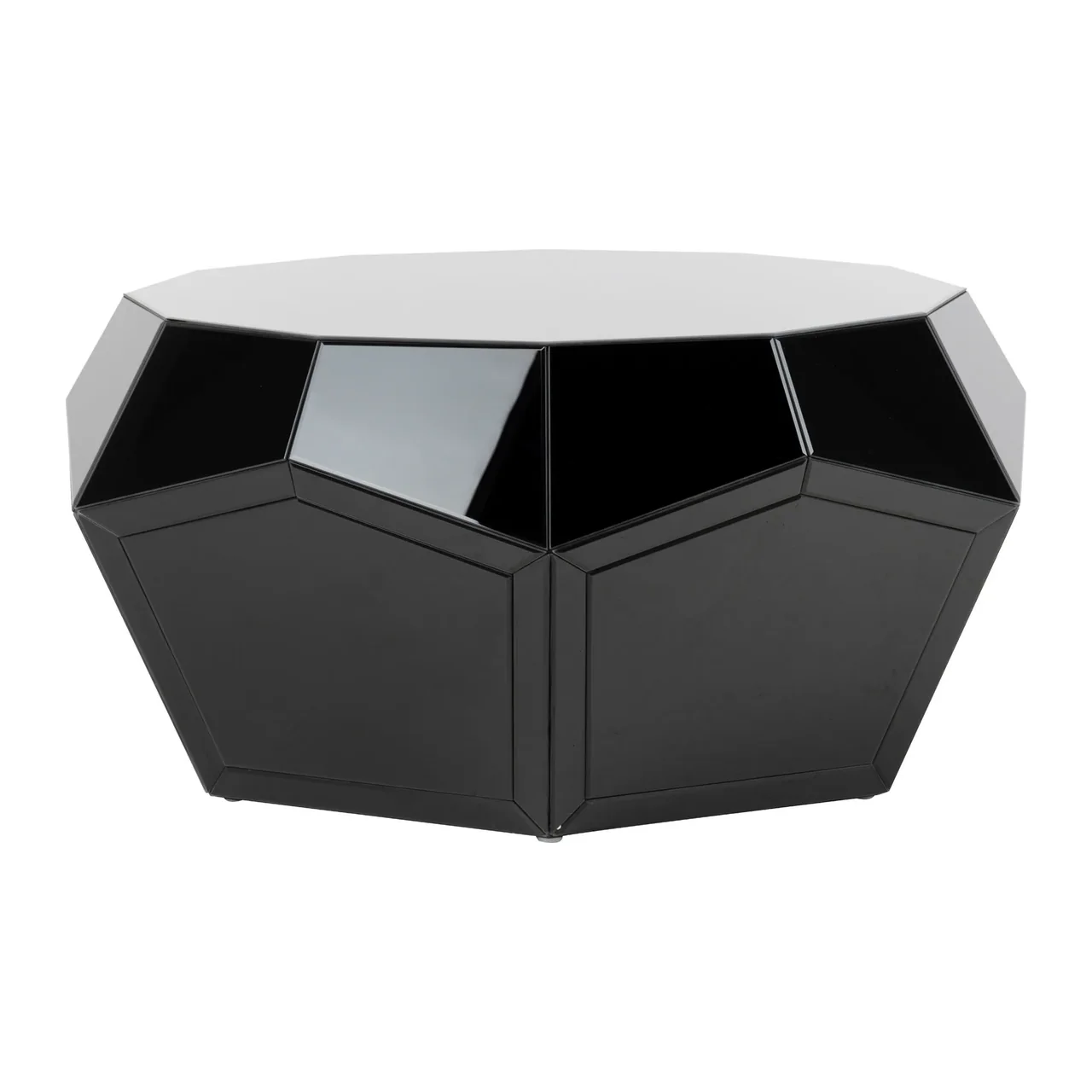 Table basse miroir noir Dayton facettes taillées Ethan Chloé 99 cm