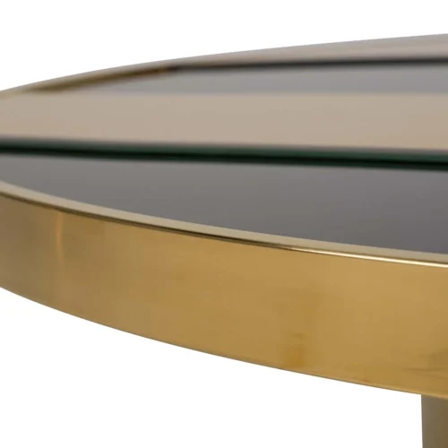 Table basse miroir noir et doré plateau en vagues Ethan Chloé 100 cm — vue 8