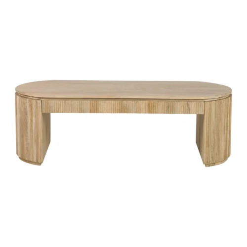 Table basse ovale bois de manguier Myra joues cannelées Ethan Chloé 140 cm — vue 3
