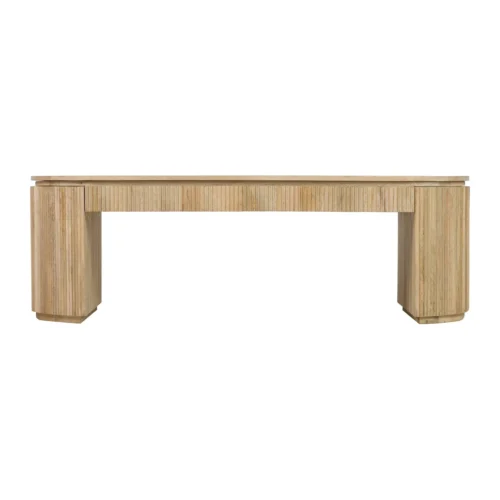 Table basse ovale bois de manguier Myra joues cannelées Ethan Chloé 140 cm — vue 4