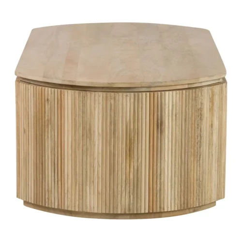Table basse ovale bois de manguier Myra joues cannelées Ethan Chloé 140 cm — vue 5