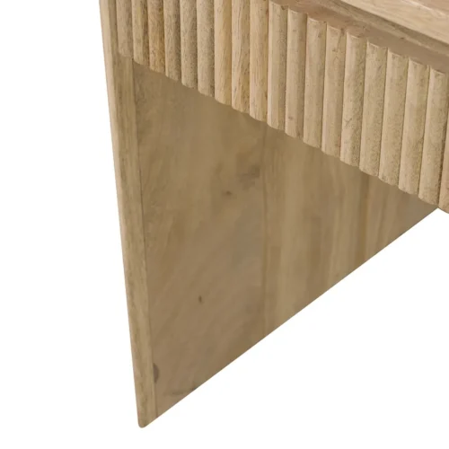 Table basse ovale bois de manguier Myra joues cannelées Ethan Chloé 140 cm — vue 7