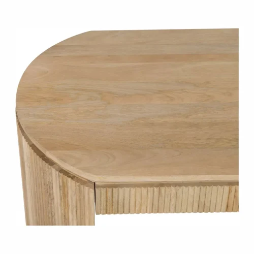 Table basse ovale bois de manguier Myra joues cannelées Ethan Chloé 140 cm — vue 8