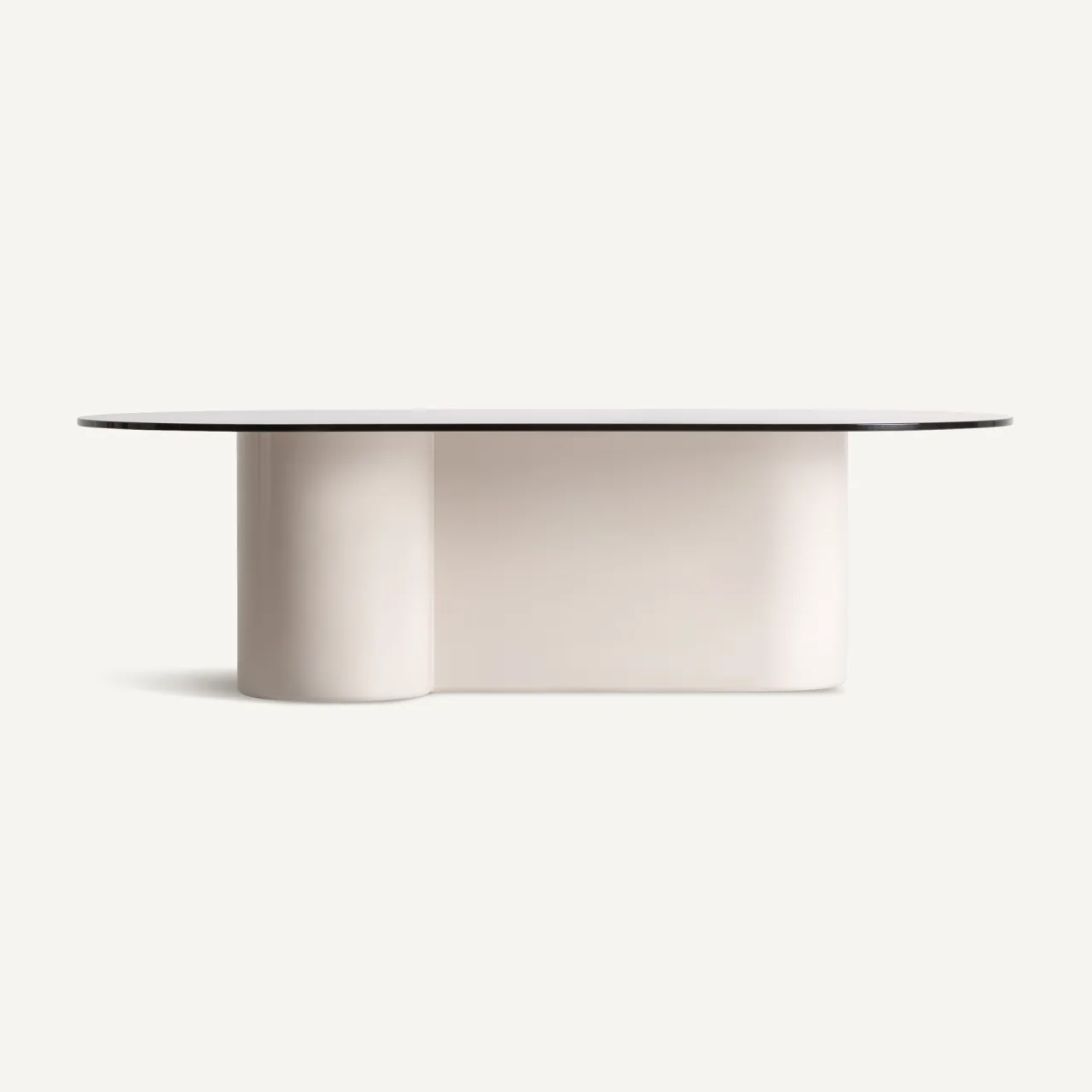 Table basse ovale Capitello verre noir et blanc cassé 120 cm Vical Home