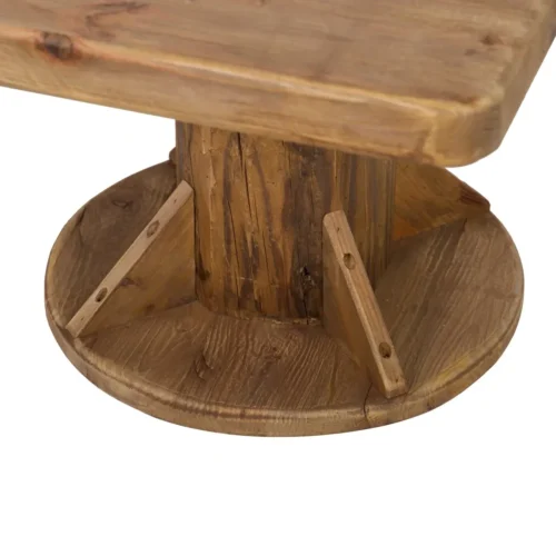 Table basse pin recyclé Bacolod pieds sculptés dans le tronc Ethan Chloé 135 cm — vue 3