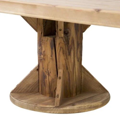 Table basse pin recyclé Bacolod pieds sculptés dans le tronc Ethan Chloé 135 cm — vue 4