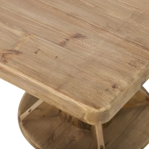 Table basse pin recyclé Bacolod pieds sculptés dans le tronc Ethan Chloé 135 cm — vue 5