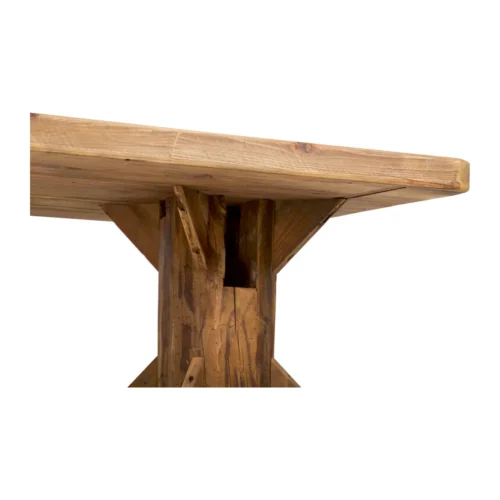 Table basse pin recyclé Bacolod pieds sculptés dans le tronc Ethan Chloé 135 cm — vue 9
